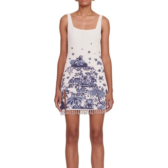 STAUD Le Sable Floral Beaded Minidress sz 4 NWT - Picture 3 of 10